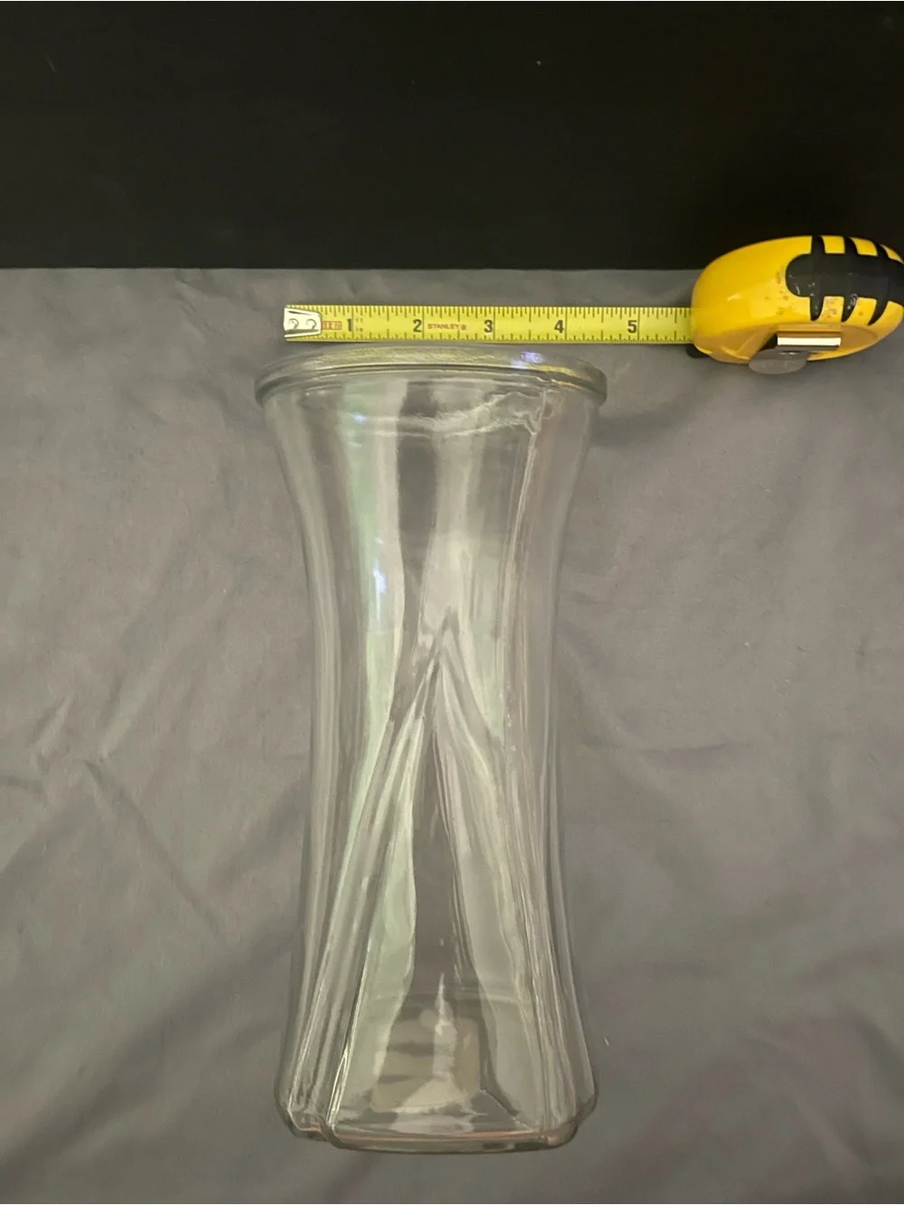 Clear Glass Decorative Vase - Elegant Hourglass Design